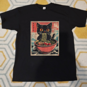 tee shirt premium fan art chat ramen japonais – style ukiyo e (copie)